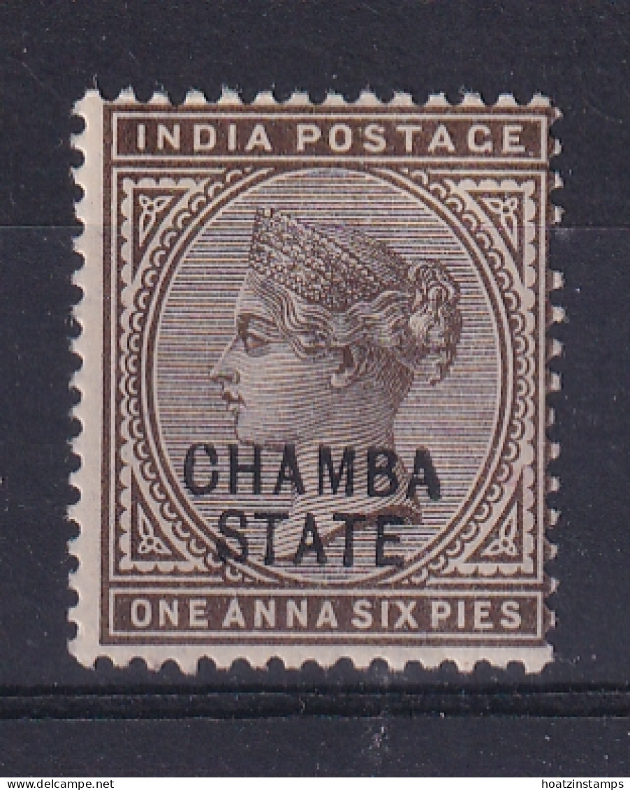 India - Chamba: 1887/95   QV 'Chamba State' OVPT   SG4    1a 6p    MH - Chamba