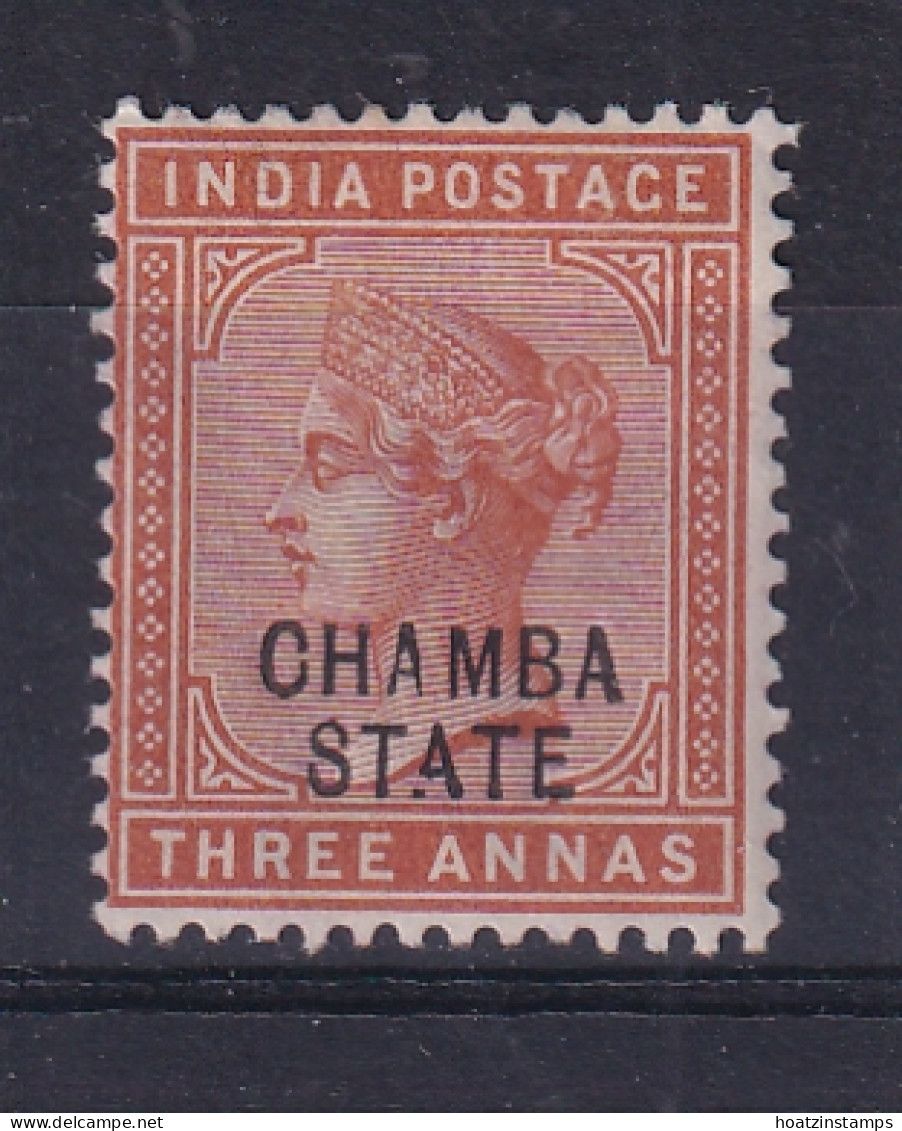 India - Chamba: 1887/95   QV 'Chamba State' OVPT   SG9    3a  Brown-orange   MH - Chamba