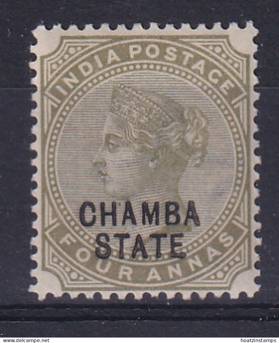 India - Chamba: 1887/95   QV 'Chamba State' OVPT   SG11    4a  Slate-green   MH - Chamba