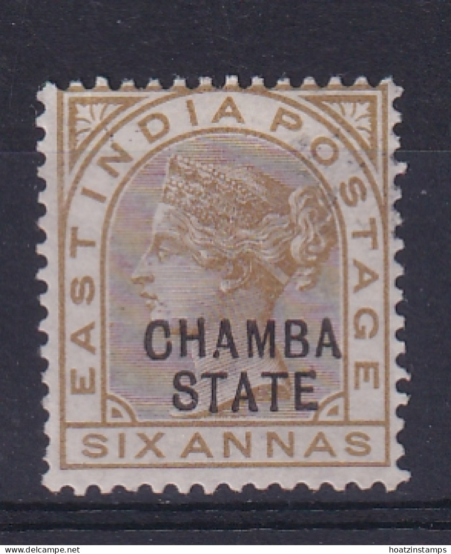 India - Chamba: 1887/95   QV 'Chamba State' OVPT   SG13    6a  Bistre-brown   MH - Chamba
