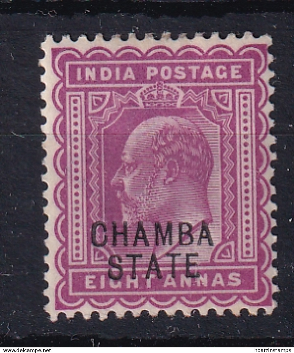 India - Chamba: 1903/05   Edward 'Chamba State' OVPT   SG38    8a   Claret   MH - Chamba