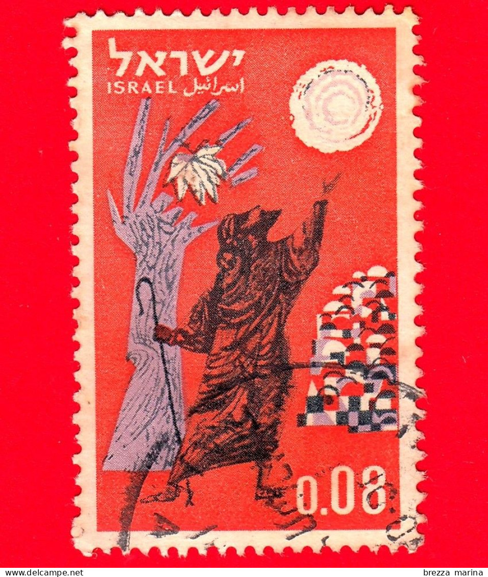 ISRAELE -  Usato - 1963 - Festival - Disegni - Il Sole Dardeggiava I Suoi Raggi Sulla Testa Di Giona... -  0.08 - Oblitérés (sans Tabs)