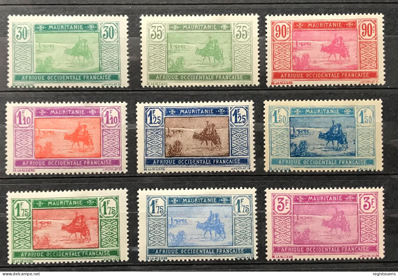Lot De 9 Timbres Neufs* Mauritanie 1928 - Unused Stamps