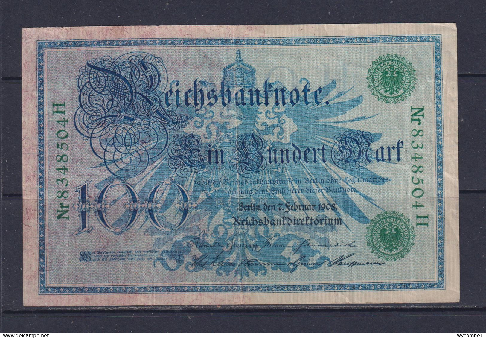 GERMANY - 1908 100  Mark Circulated Banknote - 100 Mark