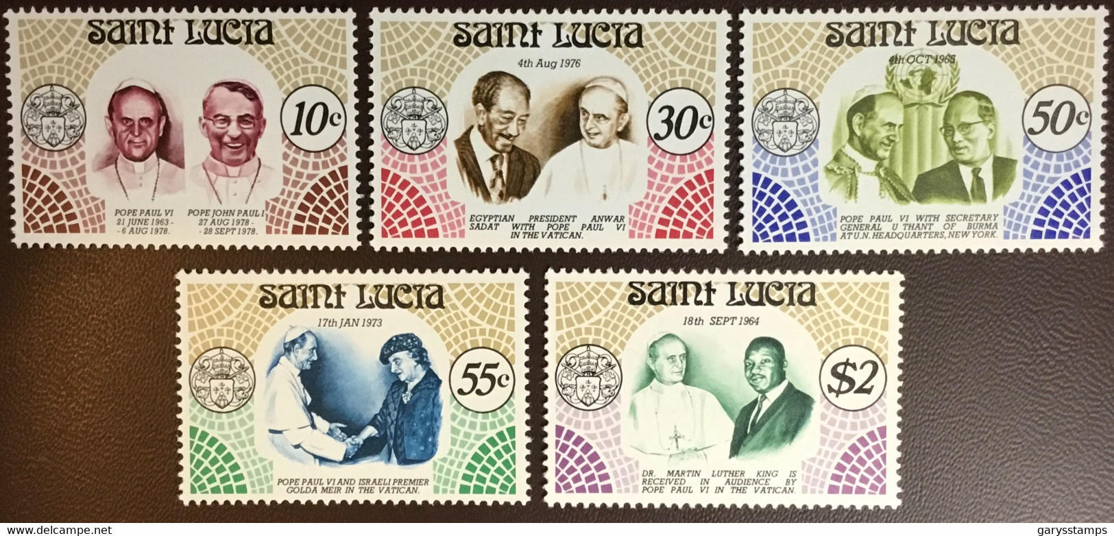 St Lucia 1979 Pope Commemoration MNH - St.Lucie (1979-...)