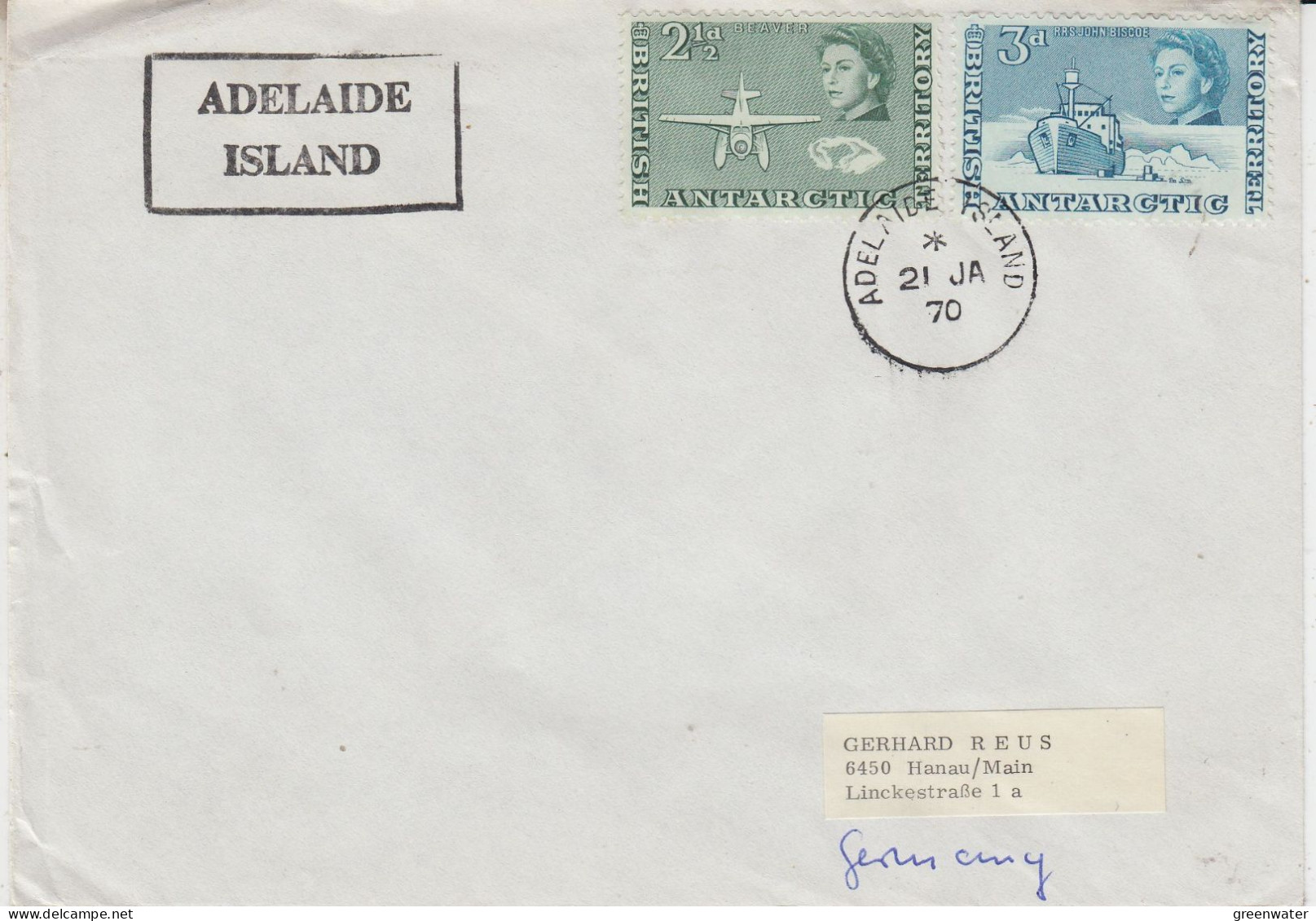 British Antarctic Territory (BAT)  Adelaide Island Ca  Adelaide Island 21 JA 1970 (FG161) - Cartas & Documentos