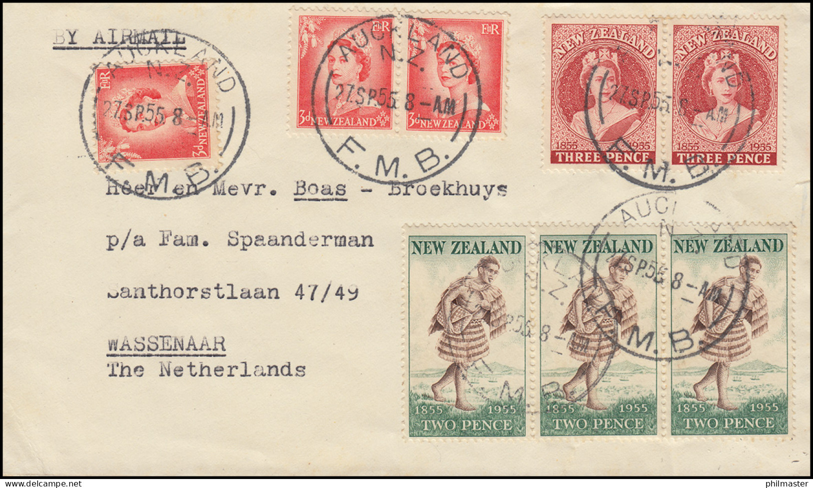Neuseeland: 348 Jubiläum 100 Jahre Post / Postbote MiF Brief AUCKLAND 27.9.55 - Posta
