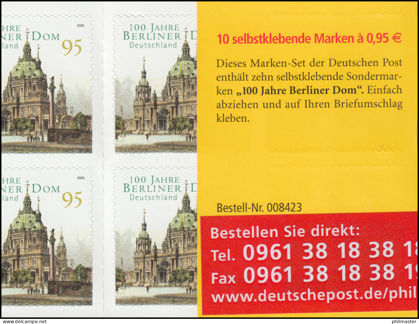 57 La MH Berliner Dom - Mit Aufkleber Type A Großes Label, ** Postfrisch - 2001-2010