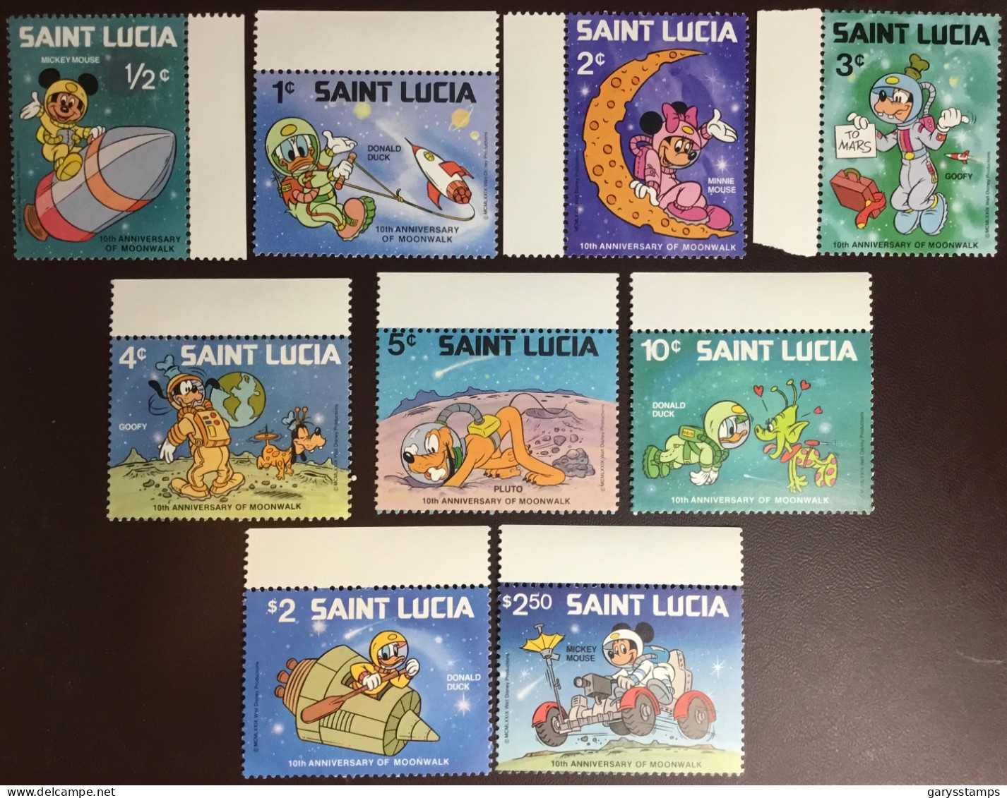 St Lucia 1980 Disney Moon Landing Anniversary MNH - St.Lucie (1979-...)