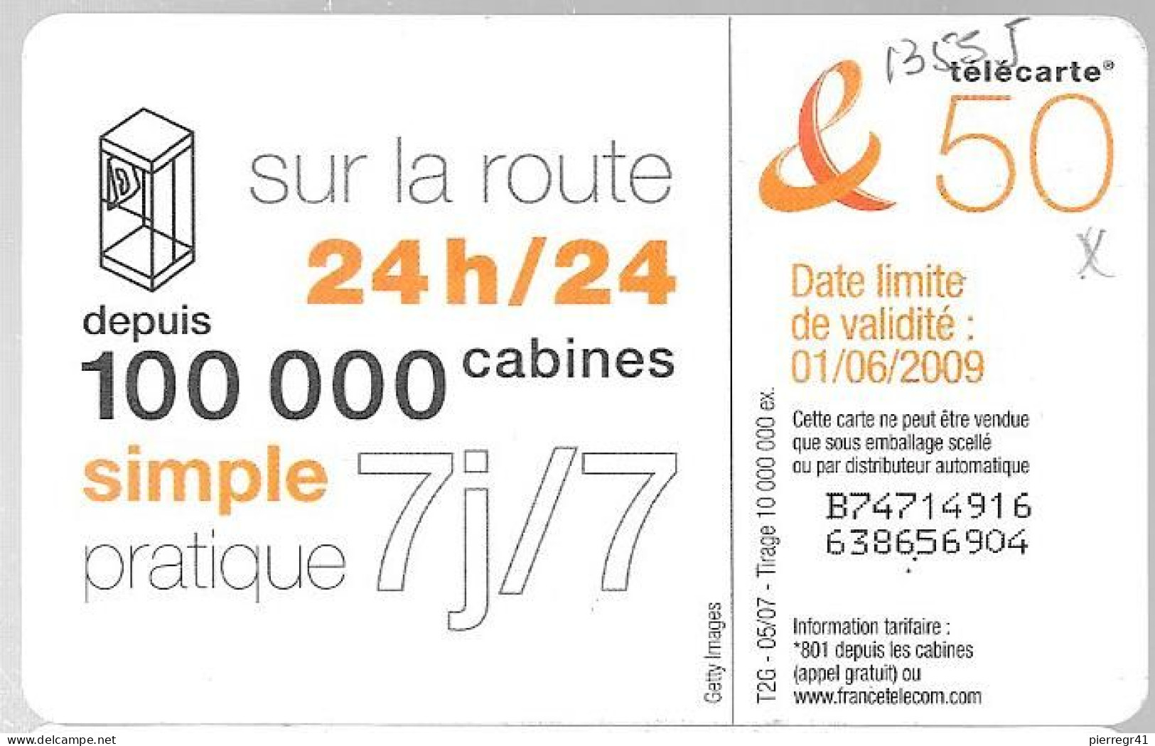 CARTE°-PUBLIC-50U-F1355J-GEM1-05/07-DANSE 1-Exp01/06/2009-UTILISE-TBE - 2007