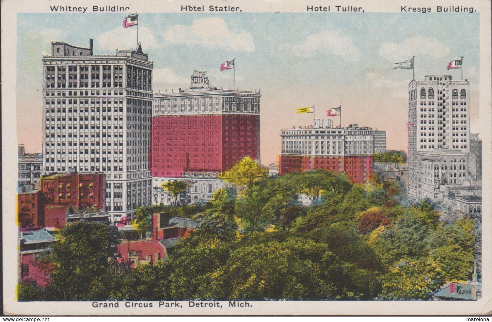 ETATS UNIS MI -MICHIGAN DETROIT GRAND CIRCUS PARK WHITNEY BUILDING HOTEL STATIER HOTEL TULLER KRESGE BUILDING - Detroit