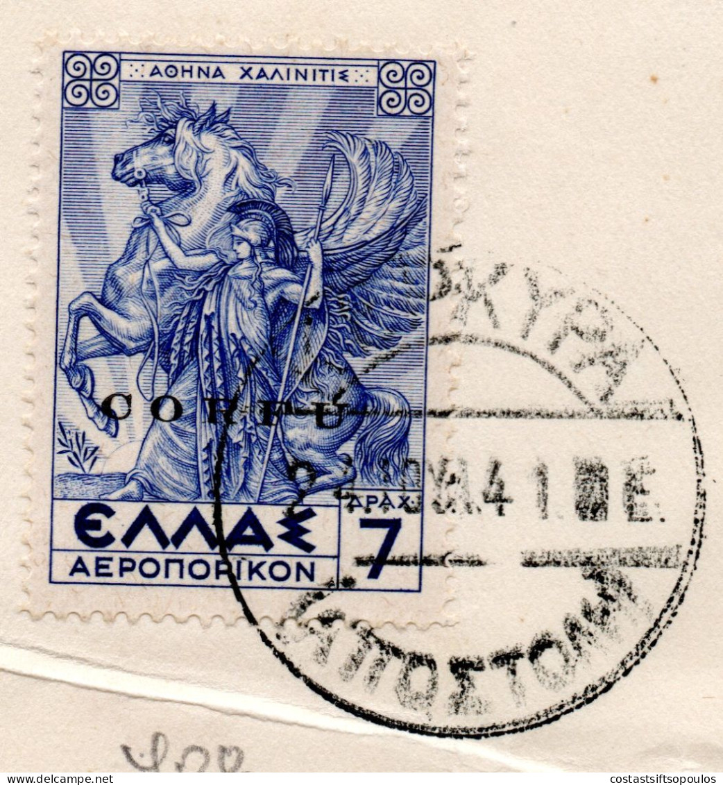 2643..GREECE,ITALY,IONIAN,CORFU,1941 AIRPOST HELLAS 20-31(-29 100 DR.}ON PAPER, CERTIFIED 15/8/41,13 SCANS