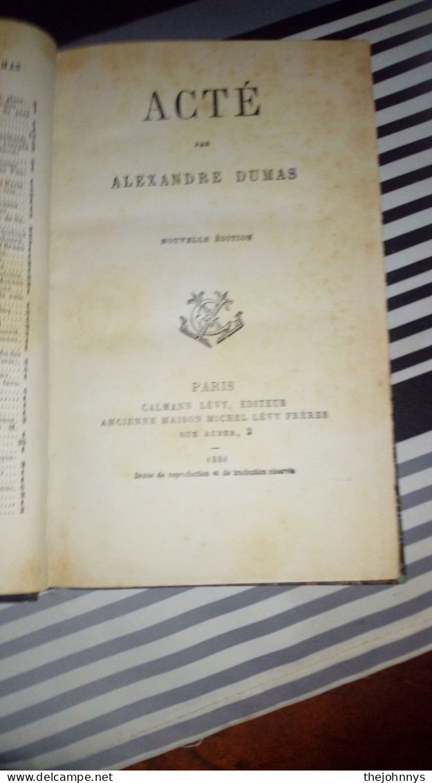 Ancien Livre A Dumas 1 Acté De 1884    265 Pages -  Monete Di Necessità