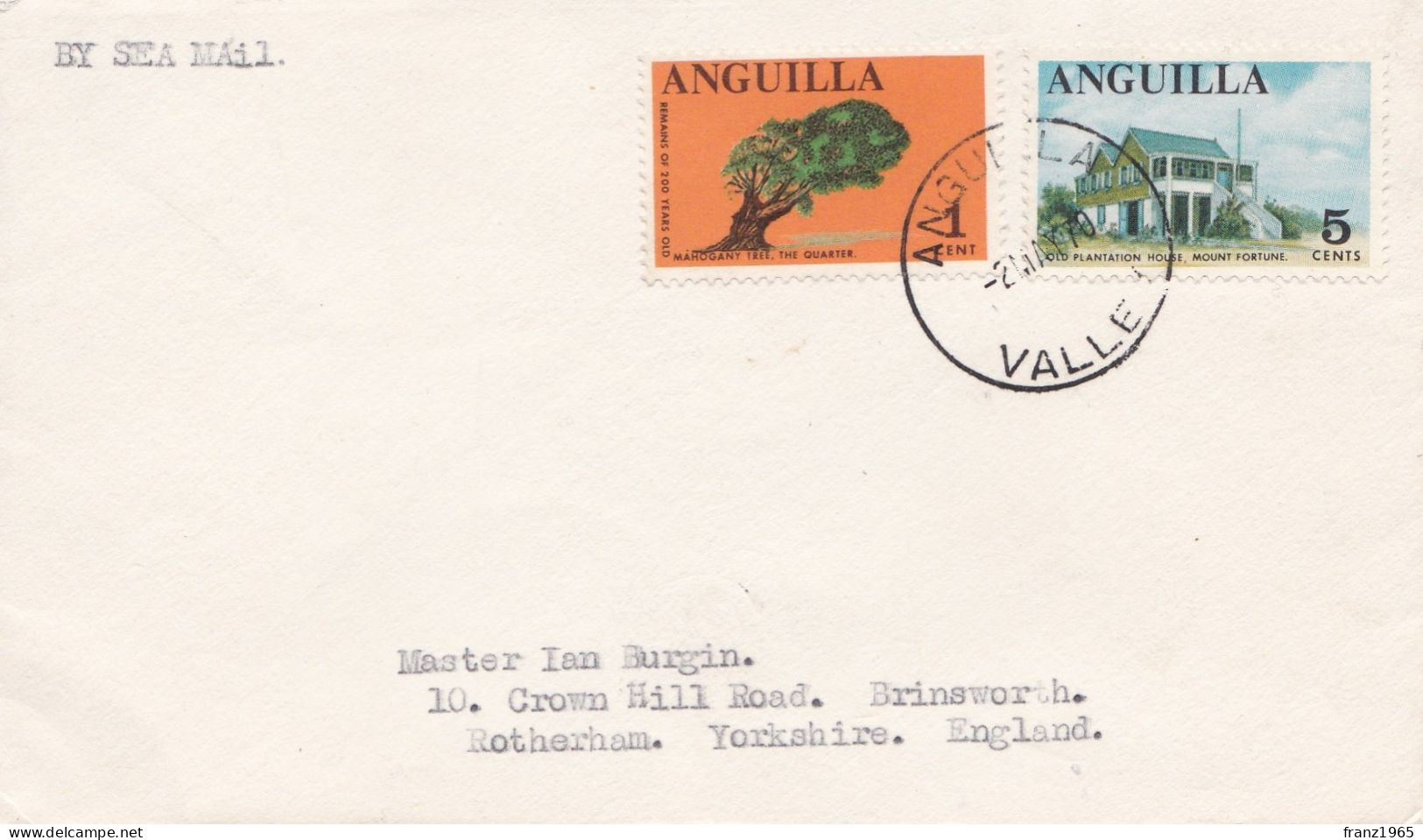 From Anguilla To UK - 1970 - Anguilla (1968-...)