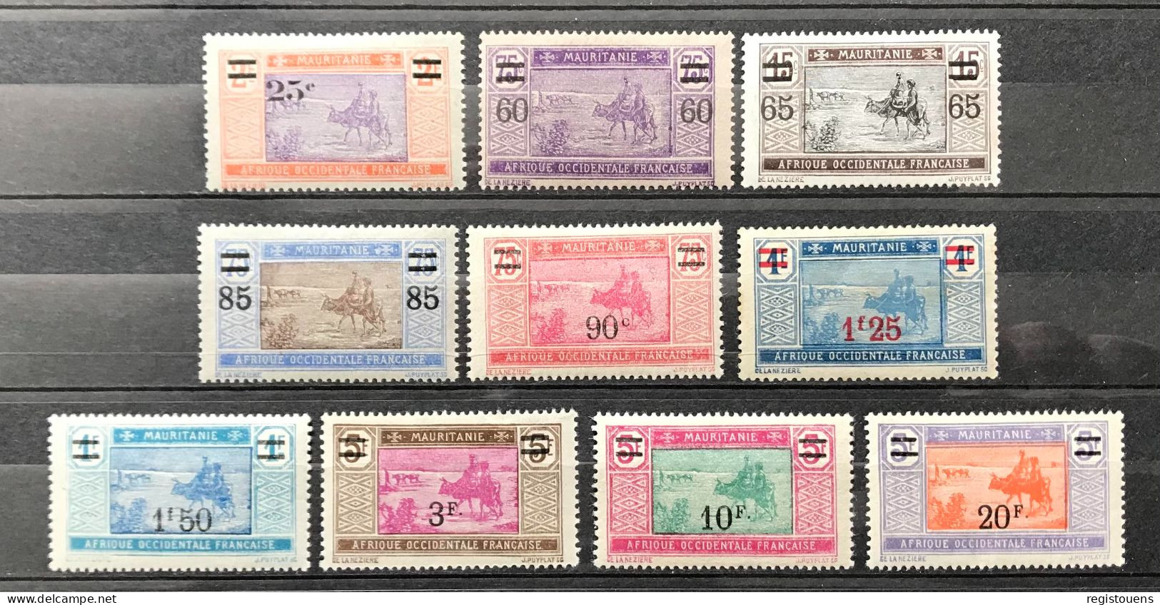 Lot De 10 Timbres Neufs* Mauritanie 1922 / 1927 - Unused Stamps