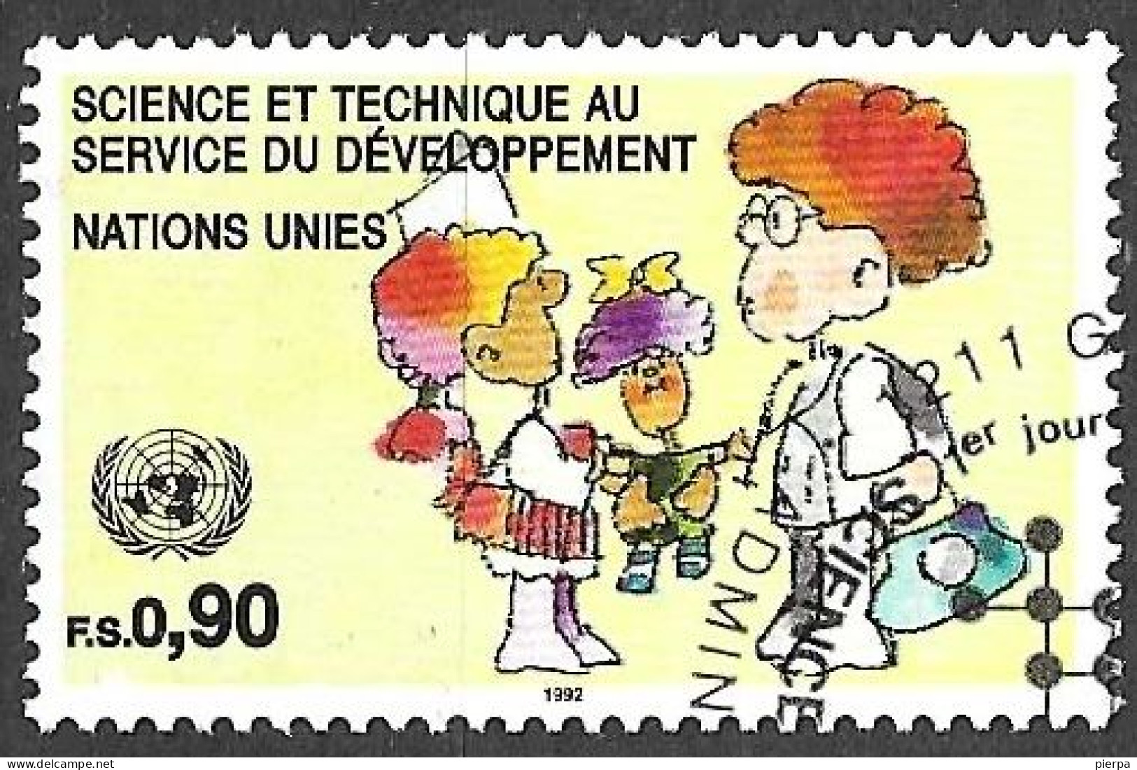 O.N.U. GENEVE - 1992 - SCIENZA E TECNICAI - FR. 0,90 -  USATO (YVERT 233 - MICHEL 221) - Gebraucht