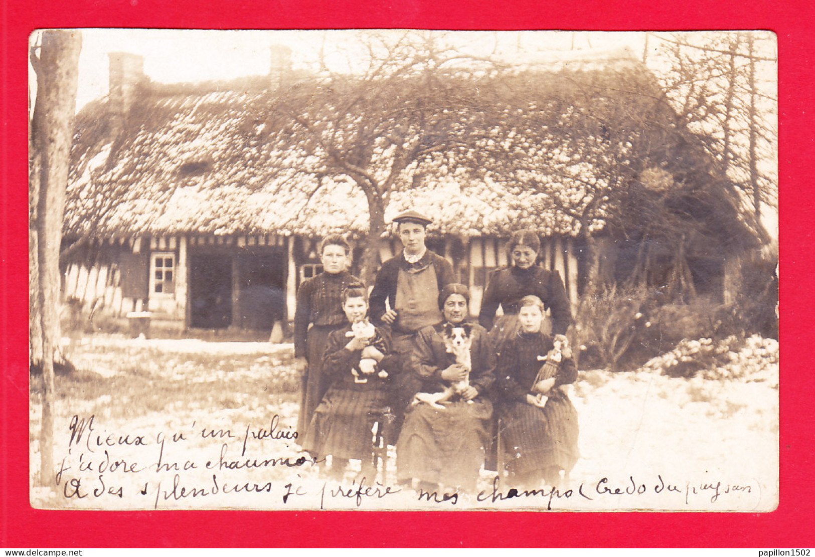 F-Normandie-50Ph126  Carte Photo, Une Chaumpière Normande, Animation, Carte écrite De Ste Marie - Haute-Normandie