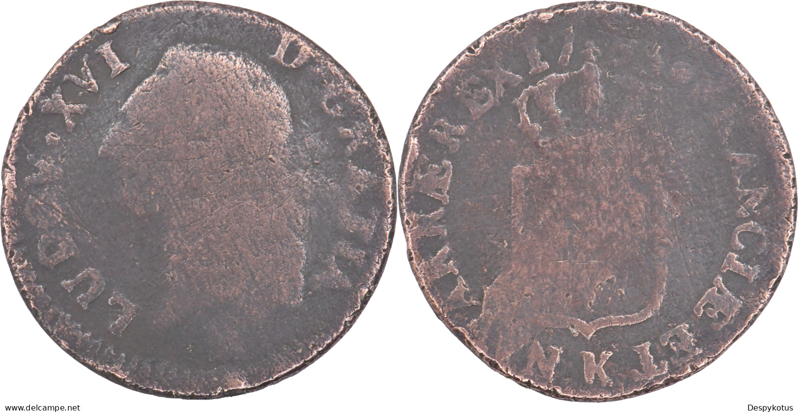 FRANCE - 1783 - Sol à L'écu - Bordeaux (K) - 396 000 Ex. - 18-296 - 1774-1791 Louis XVI