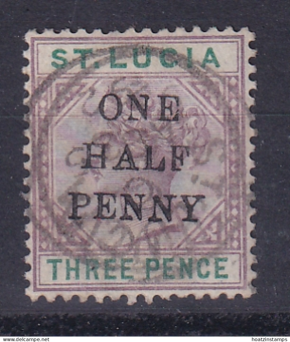 St Lucia: 1891/92   QV   SG56     ½d On 3d   Used - Ste Lucie (...-1978)