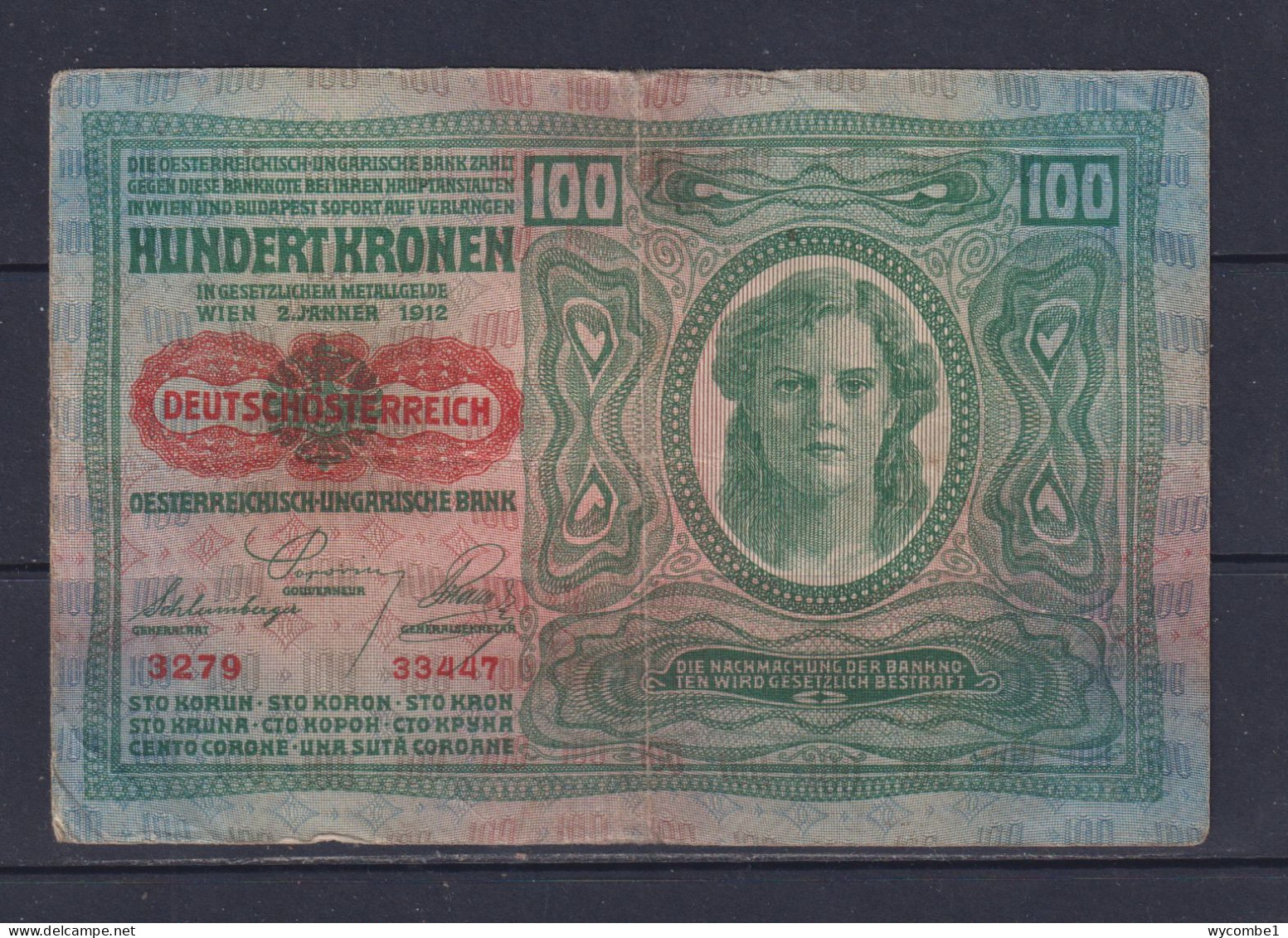 AUSTRIA - 1912 100 Kronen Circulated Banknote - Autriche