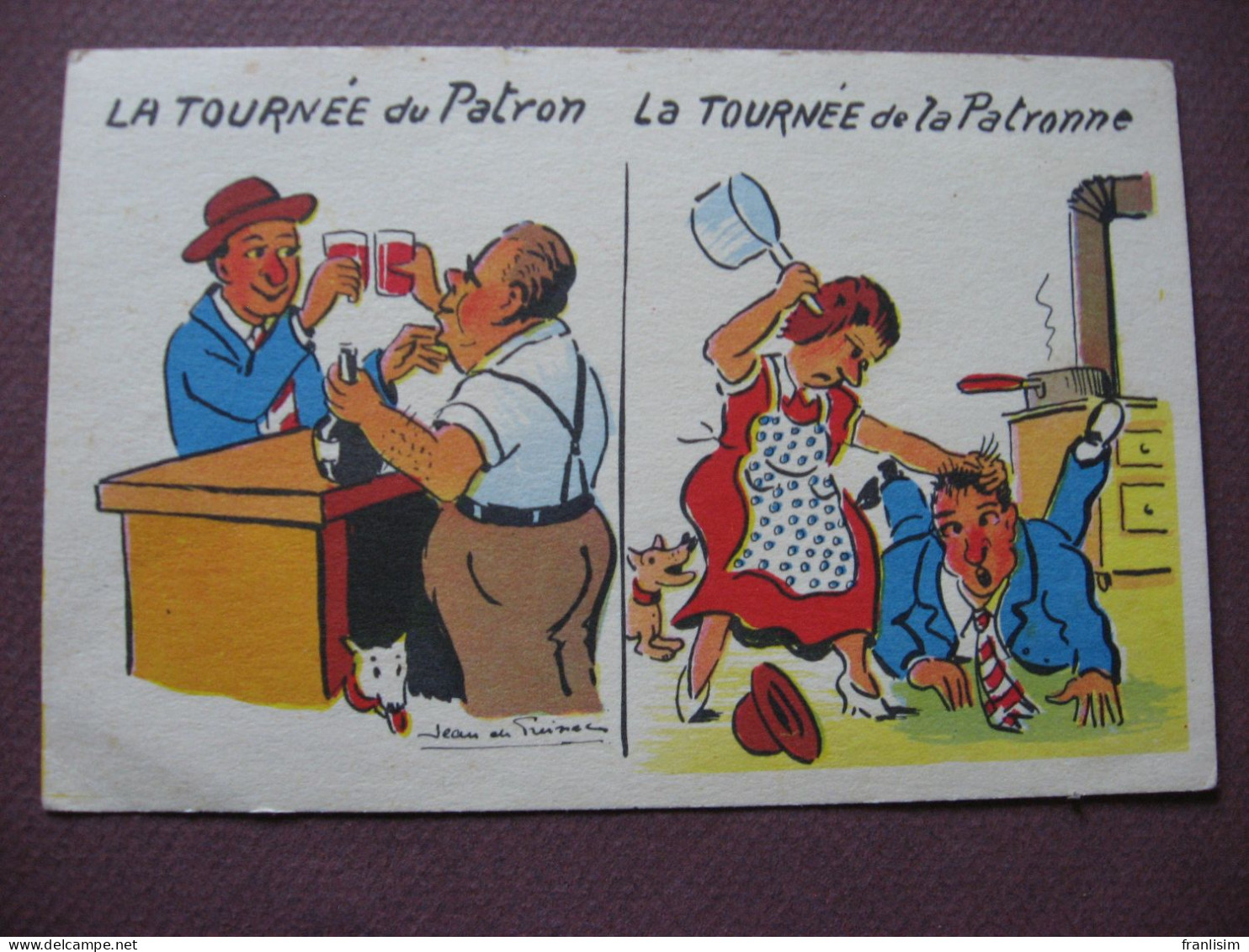 CPA ILLUSTRATEUR DESSIN HUMOUR  Jean De Preissac TOURNEE DU PATRON TOURNEE DE LA PATRONNE Alcoolisme Alcool Vin - Preissac