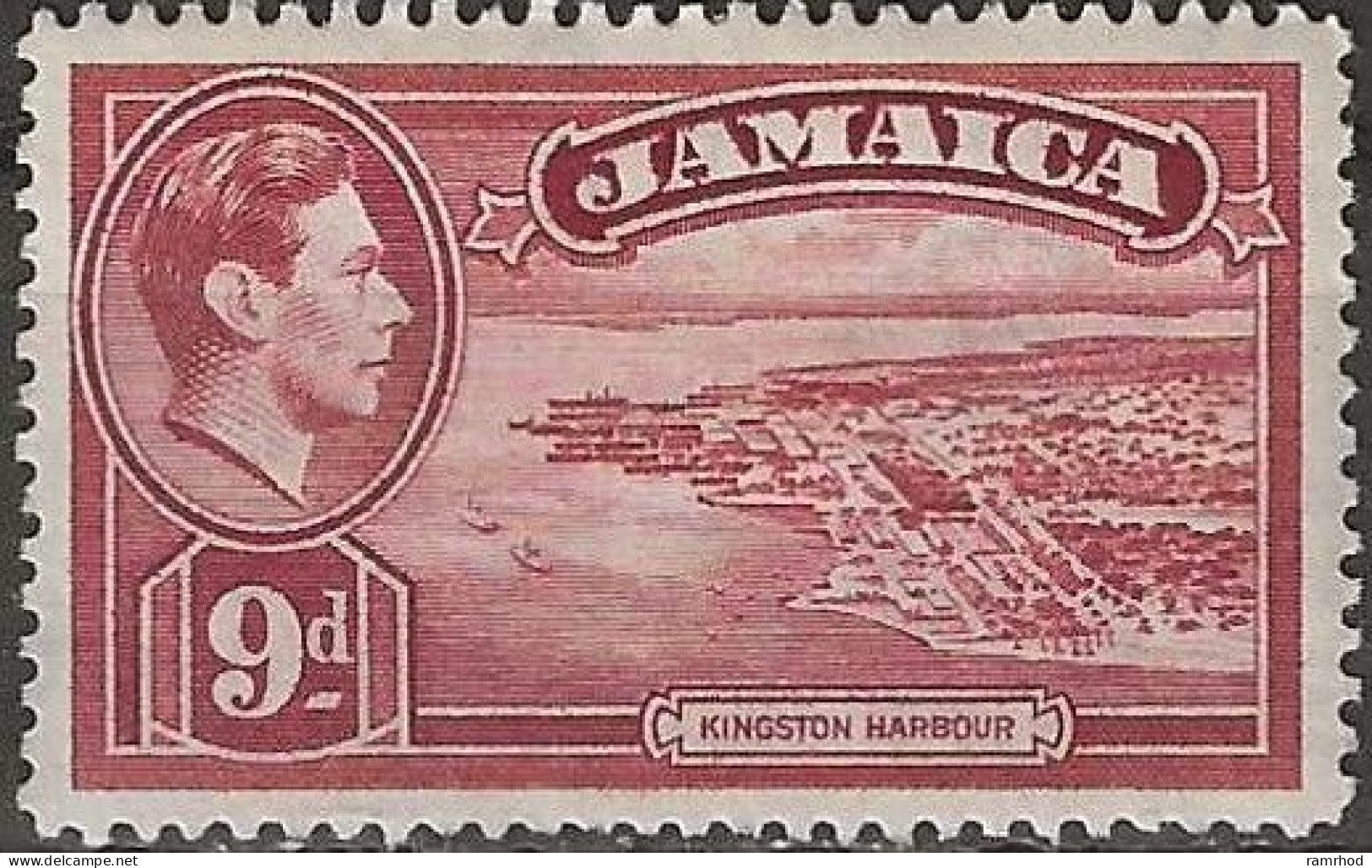 JAMAICA 1938 King George VI - Kingston Harbour - 9d. - Red MH - Jamaica (...-1961)