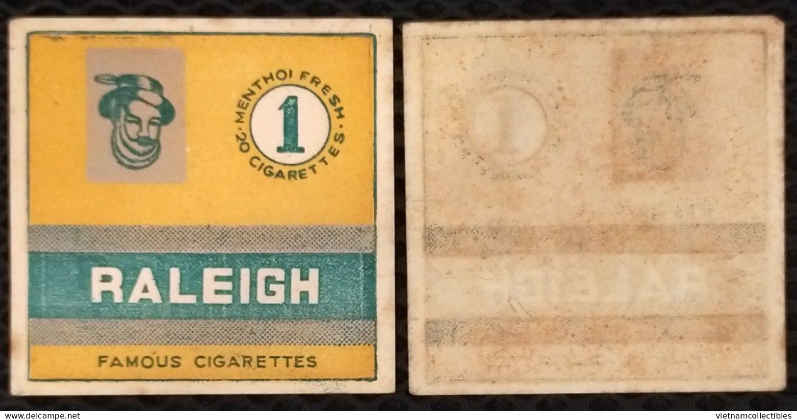 Raleigh Tobacco / Tabac Cigarette Flat Label Used In Vietnam Viet Nam - Cajas Para Tabaco (vacios)