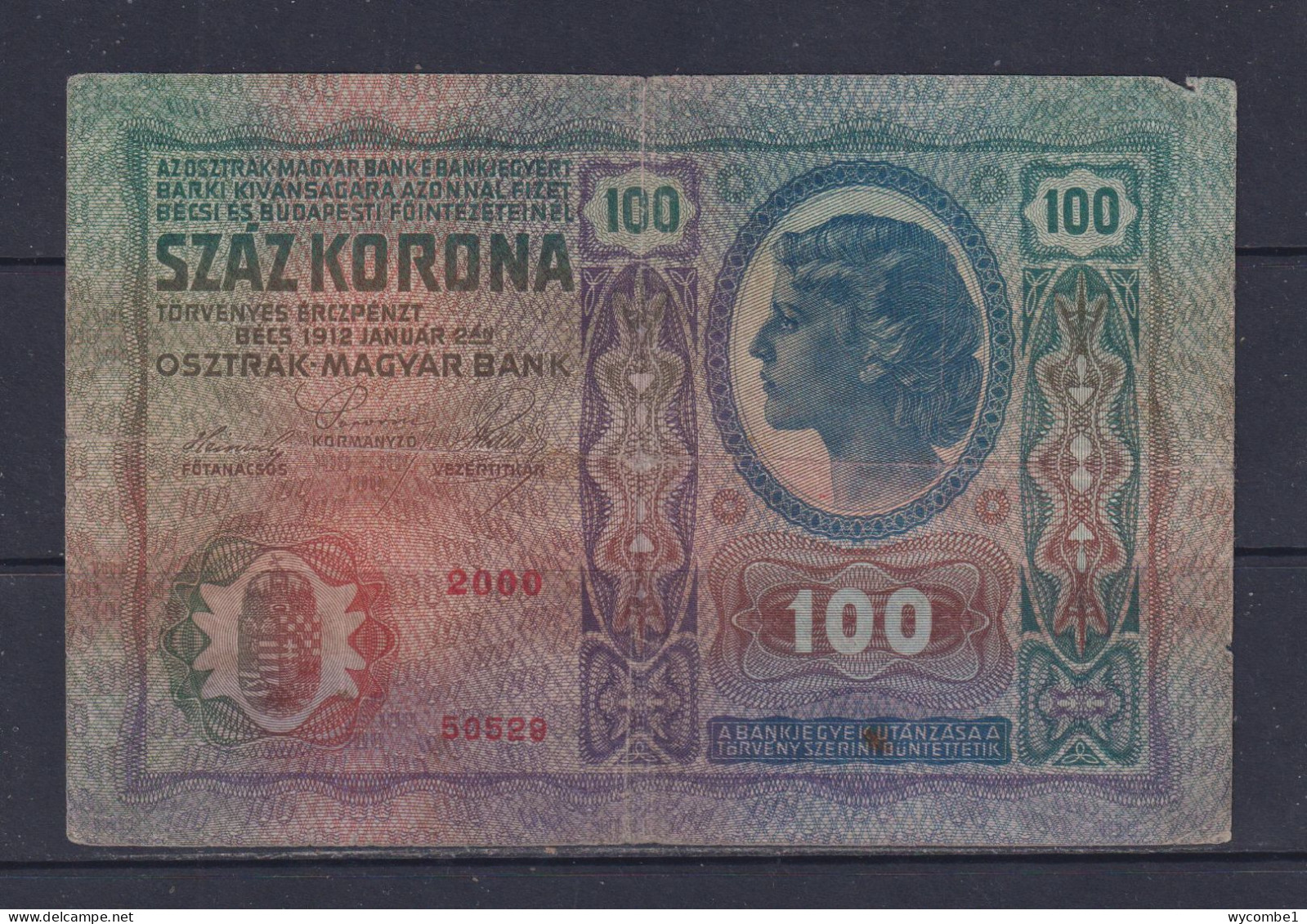 HUNGARY - 1912 100 Korona Circulated Banknote - Hongarije
