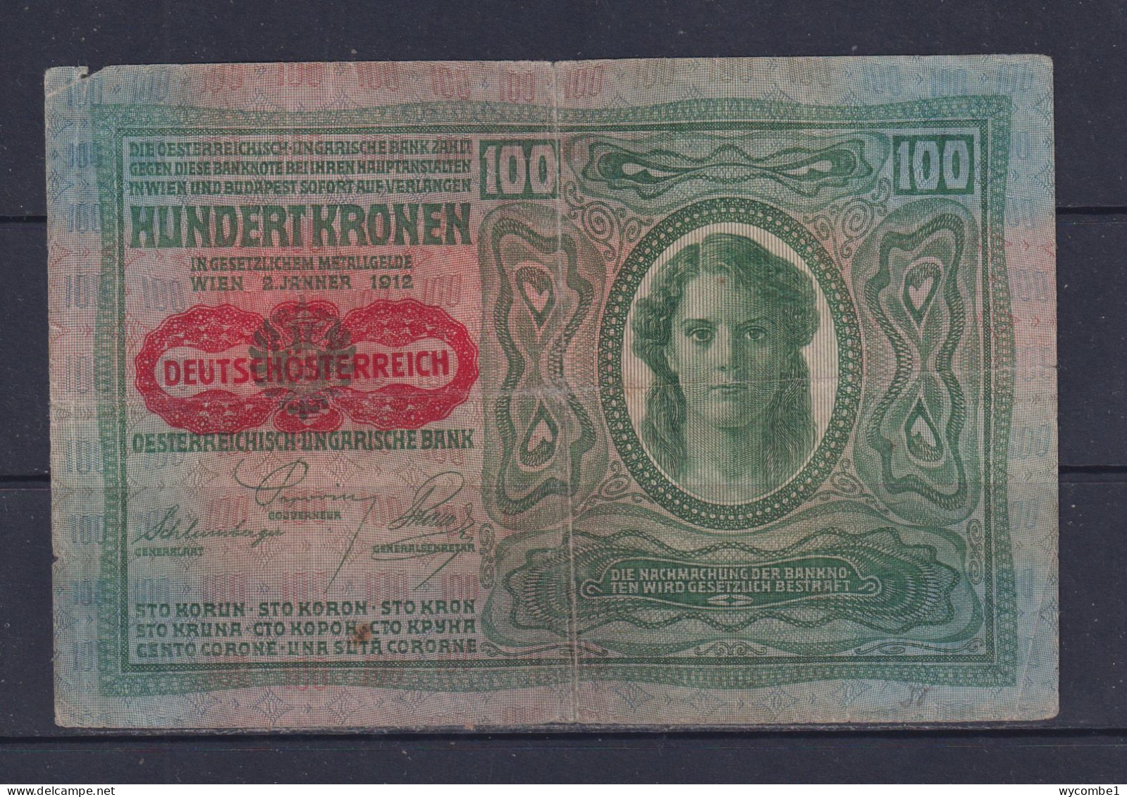 HUNGARY - 1912 100 Korona Circulated Banknote - Hongarije