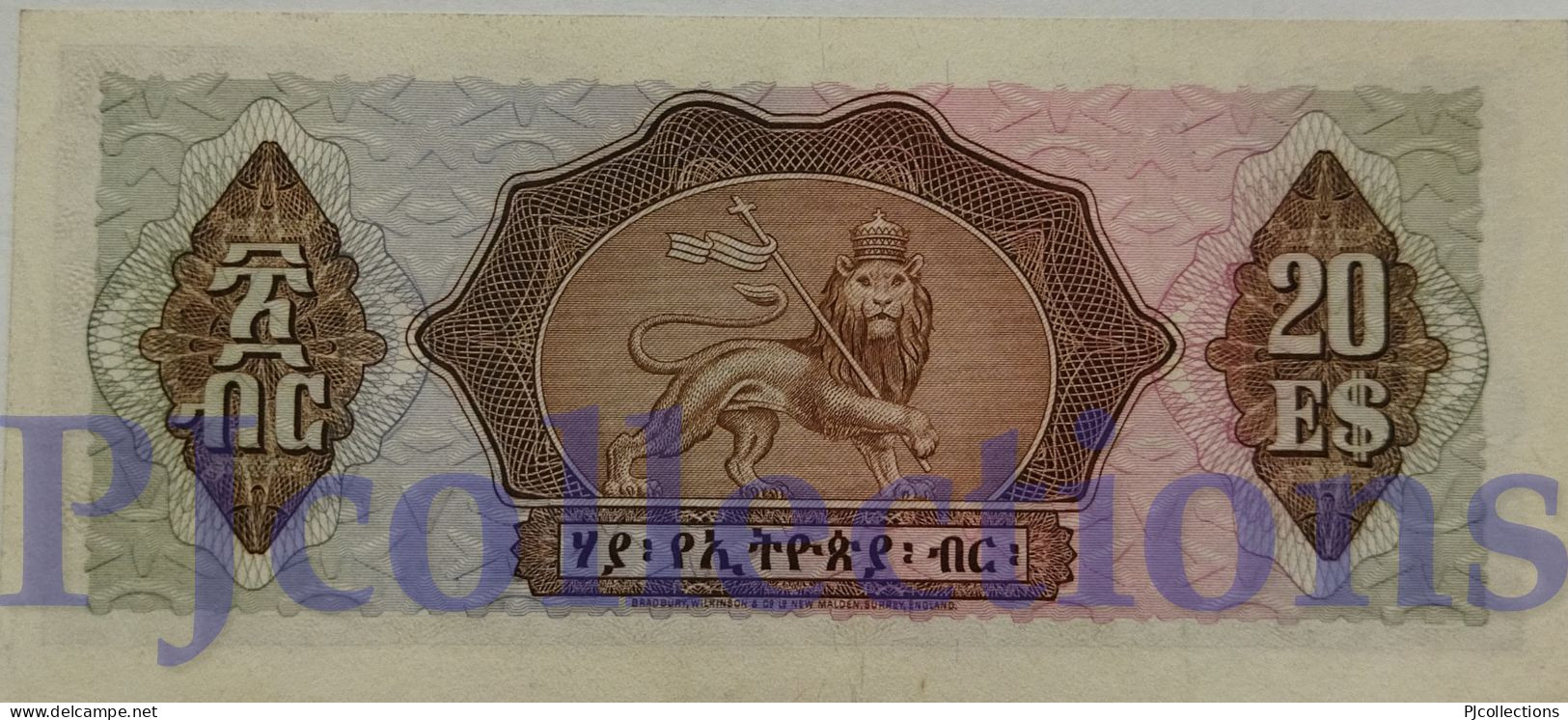 ETHIOPIA 20 DOLLARS 1961 PICK 21a AU/UNC RARE - Ethiopie