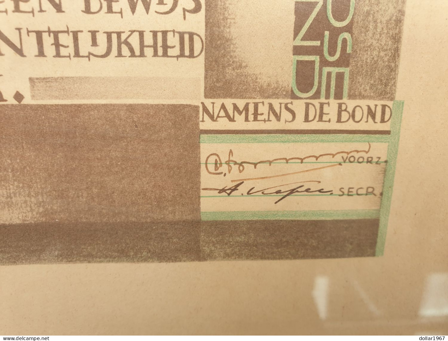 Certificate /Certificat / Zertifikat /  Oorkonde – Algemene Nederlandse Bouwbedrijfsbond, 1945  Dutch