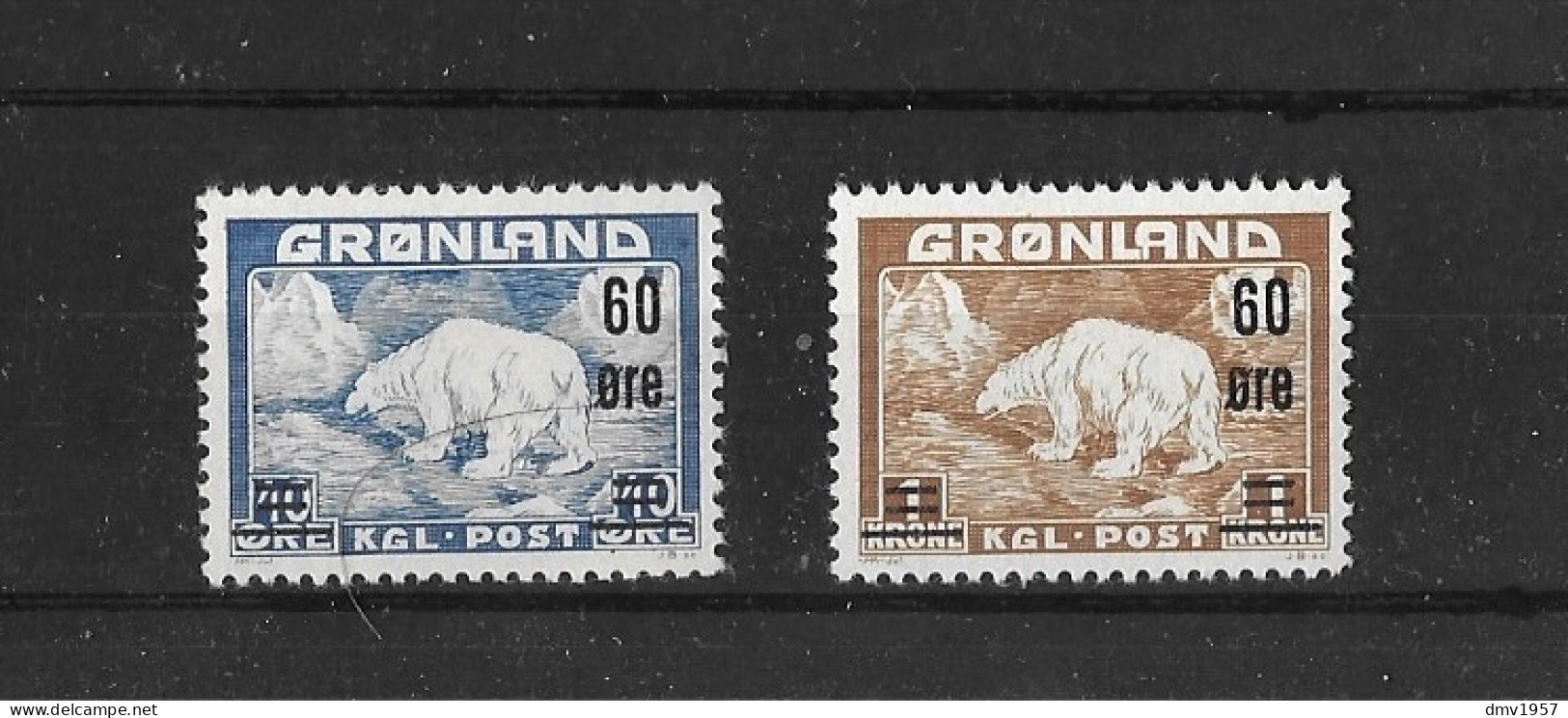 Greenland 1956 MNH Sg 6a & 7 Surch 60 Ore Sg 37/8 Cat £110+ - Unused Stamps