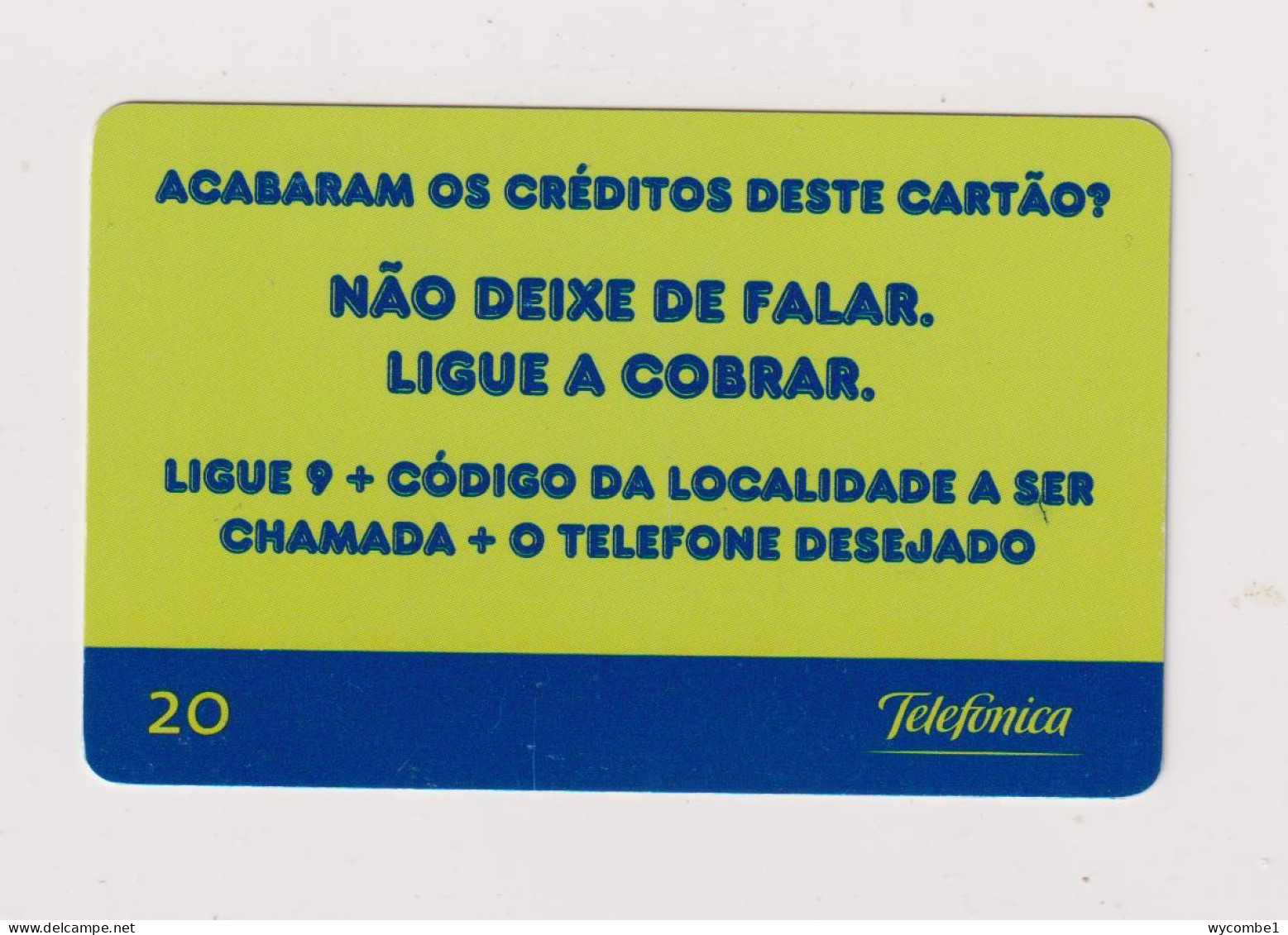 BRASIL -  Chamadas A Cobrar Inductive  Phonecard - Brésil