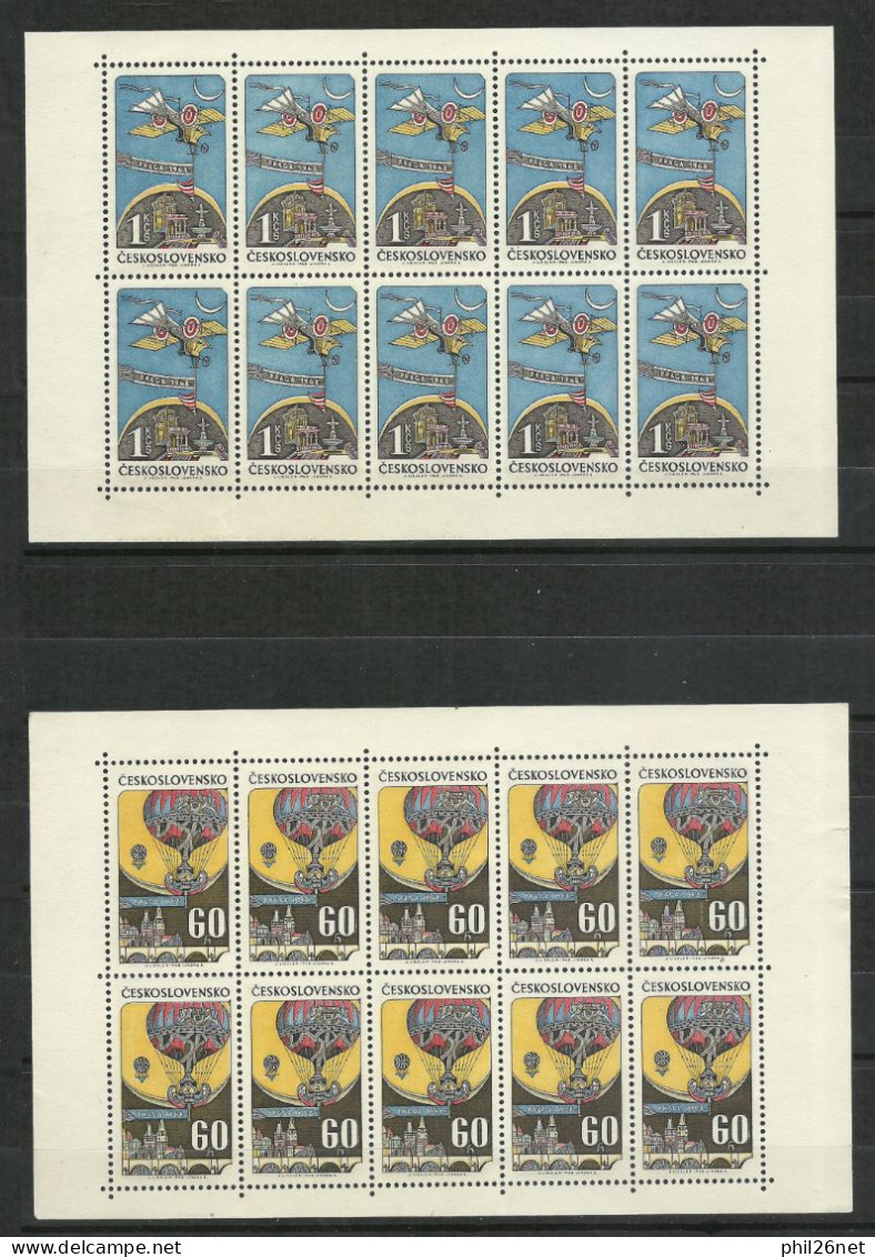 Tchécoslovaquie Feuillets De 10 Des Poste Aérienne  N° 68  Et 69    Neufs ( * )   B/TB  Voir Scans Soldé ! ! ! - Luchtpost