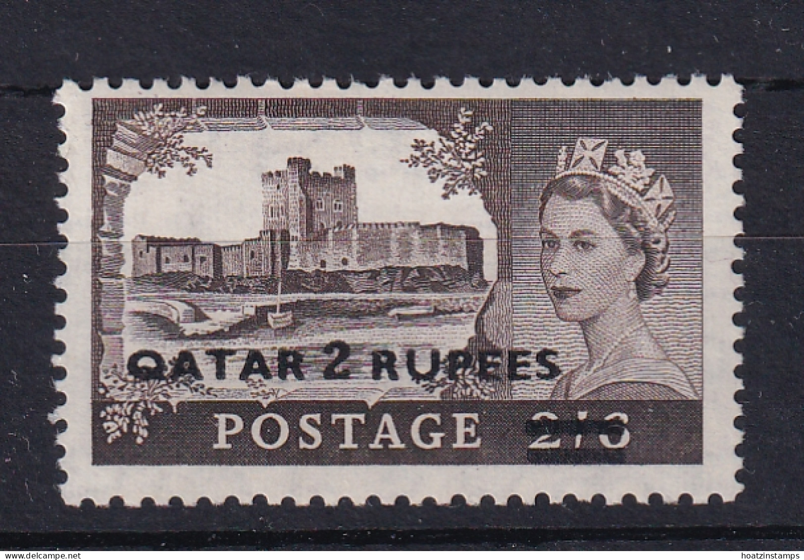 Qatar: 1957/59   QE II    SG13a   2R On 2/6d  [Type II OVPT]    MH - Qatar