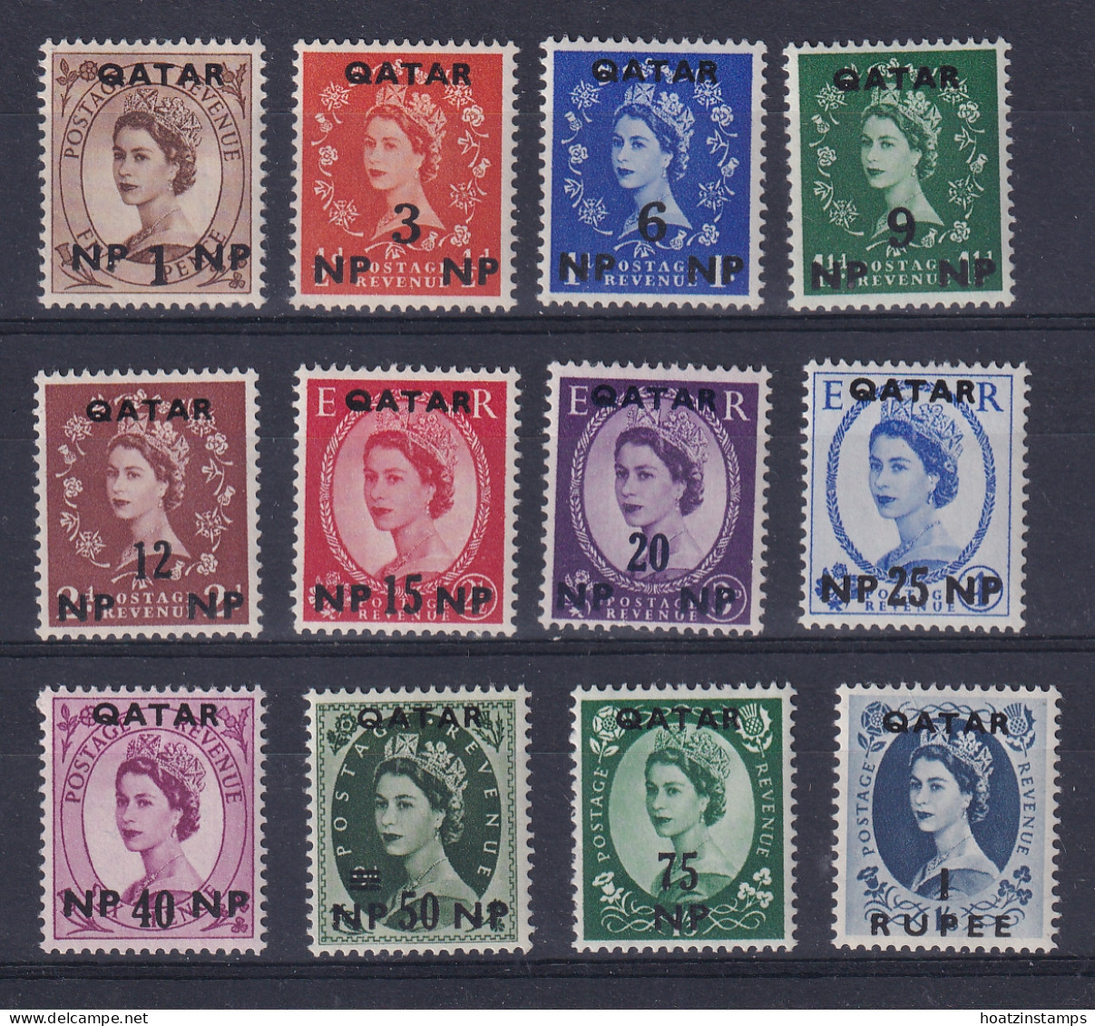 Qatar: 1957/59   QE II OVPT Set    SG1-12    MH - Qatar