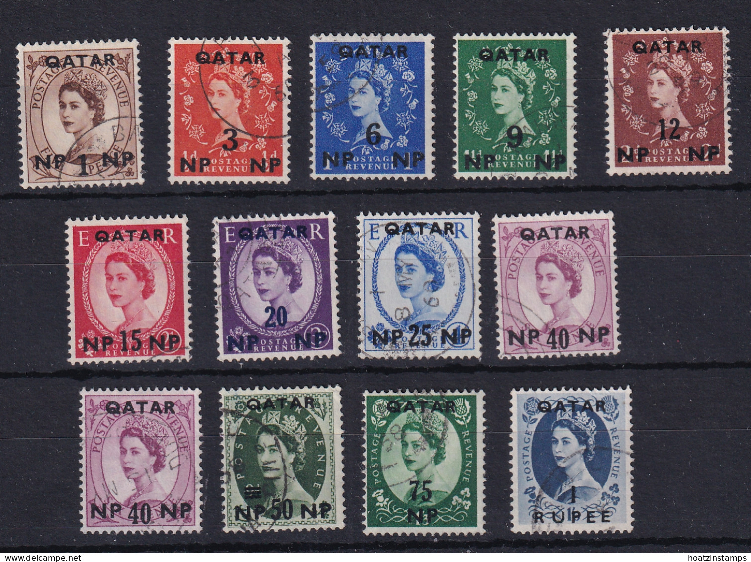 Qatar: 1957/59   QE II OVPT Set    SG1-12    Used - Qatar