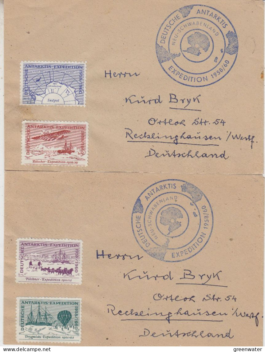 Germany Deutsche Antarktis Expedition 1958/1960 Neu-Schwabenland 2 Covers (+4 Labels)  (FG164) - Spedizioni Antartiche