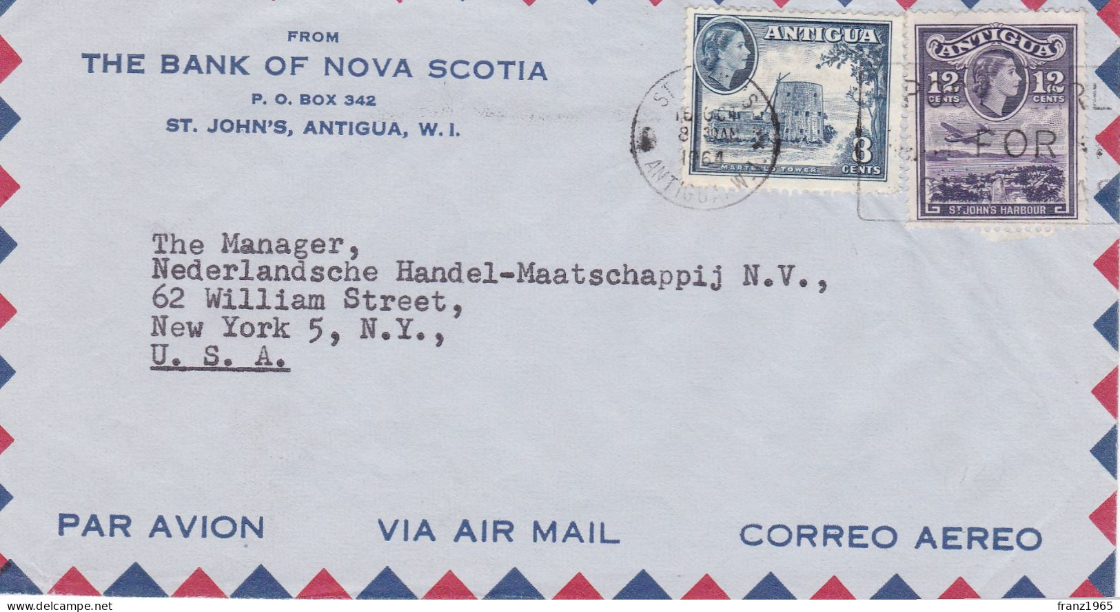 From Antigua To USA - 1964 - 1960-1981 Ministerial Government