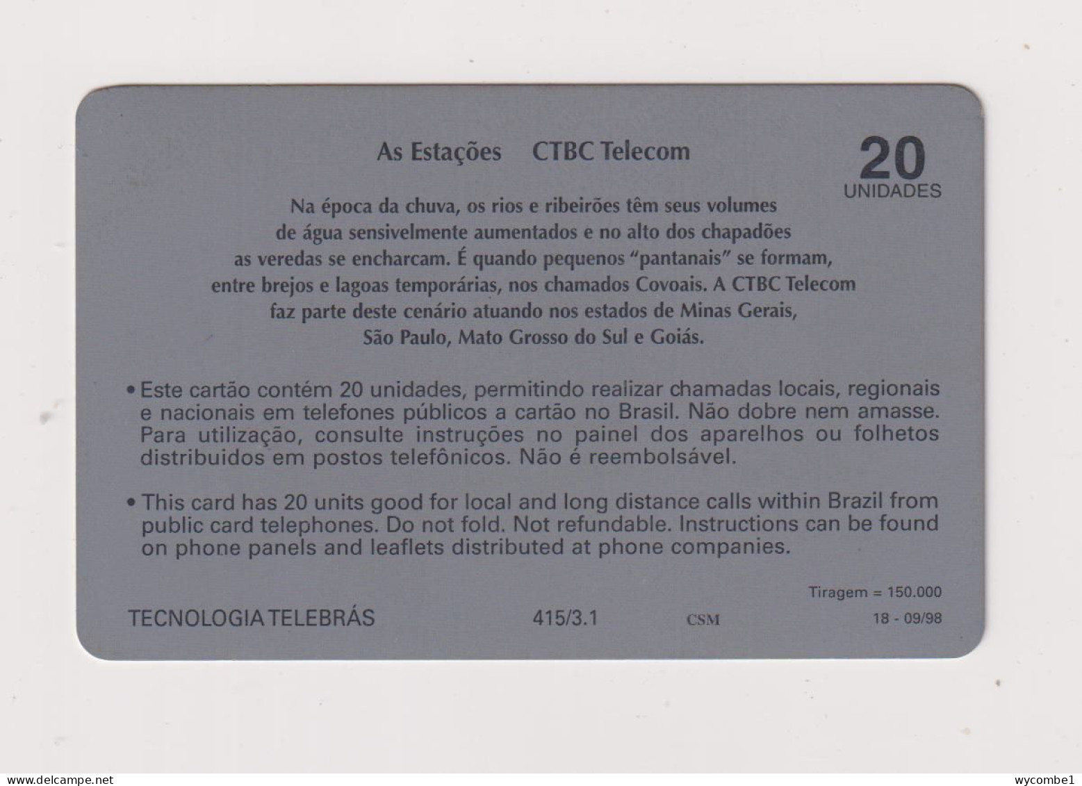 BRASIL -  As Estacoas Inductive  Phonecard - Brasil