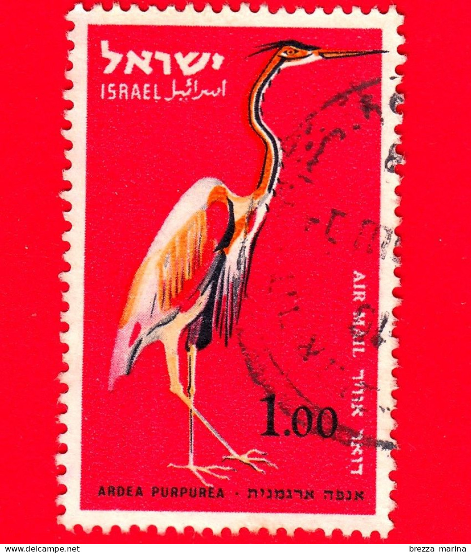 ISRAELE -  Usato - 1963 - Uccelli - Airone Rosso (Ardea Purpurea) - 1.00 - Used Stamps (without Tabs)