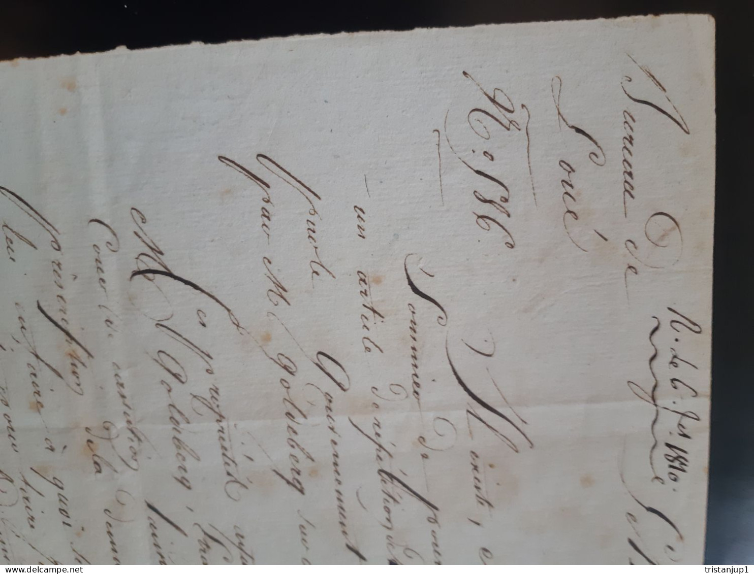 Vieux Papier Acte Notarial de 1810