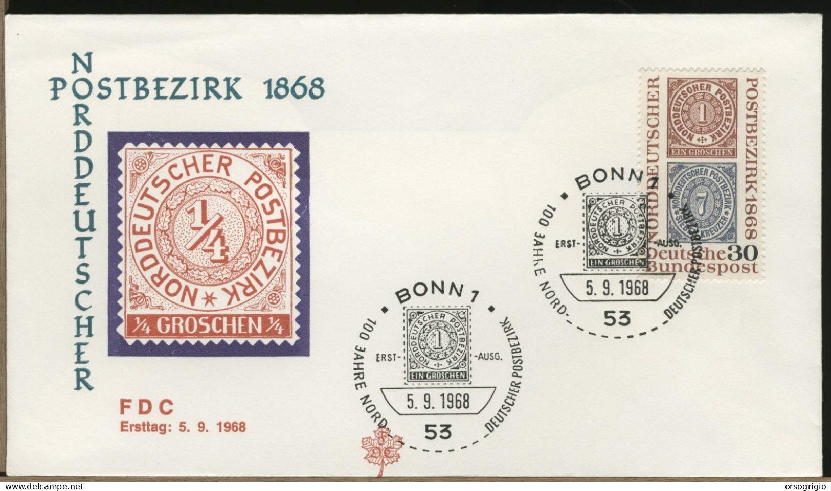 GERMANY - DEUTSCHE - FDC 1968  -  POSTBEZIRK - 1961-1970