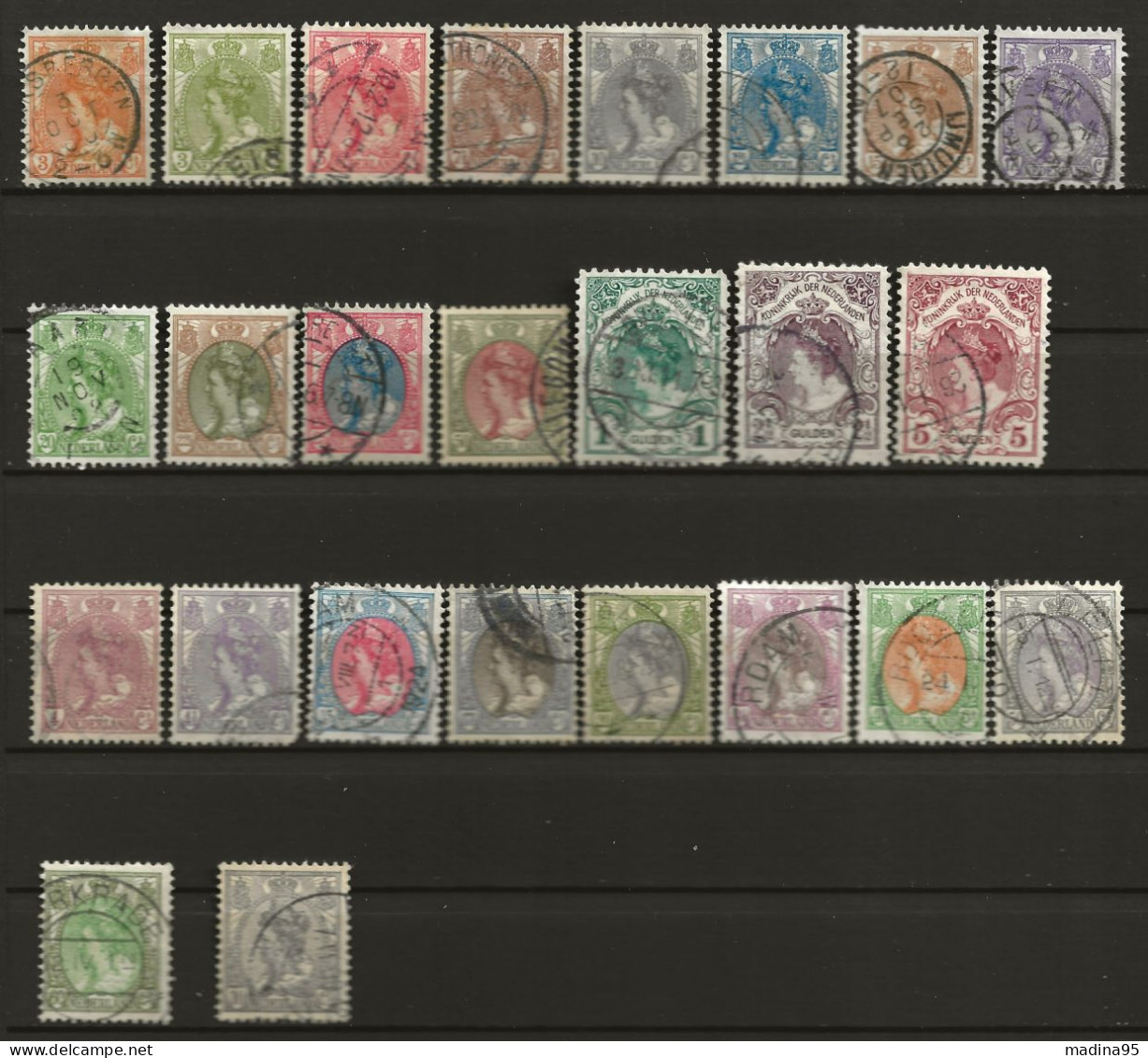 PAYS-BAS: Obl., YT N° 49 à 63 + 75A à 81A + 106, Tout Wilhelmine Sf N° 64, Le N° 76 Dt Crte, TB - Used Stamps