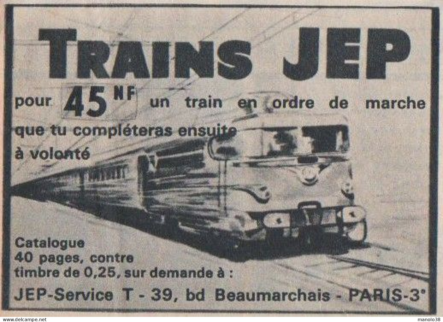 Train JEP. Trains. 39 Boulevard Beaumarchais. Paris. 1961. - Pubblicitari