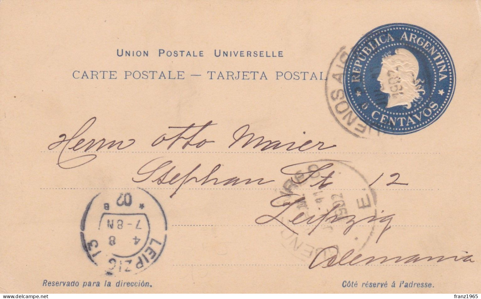 From Argentina To Germany - 1902 - Lettres & Documents