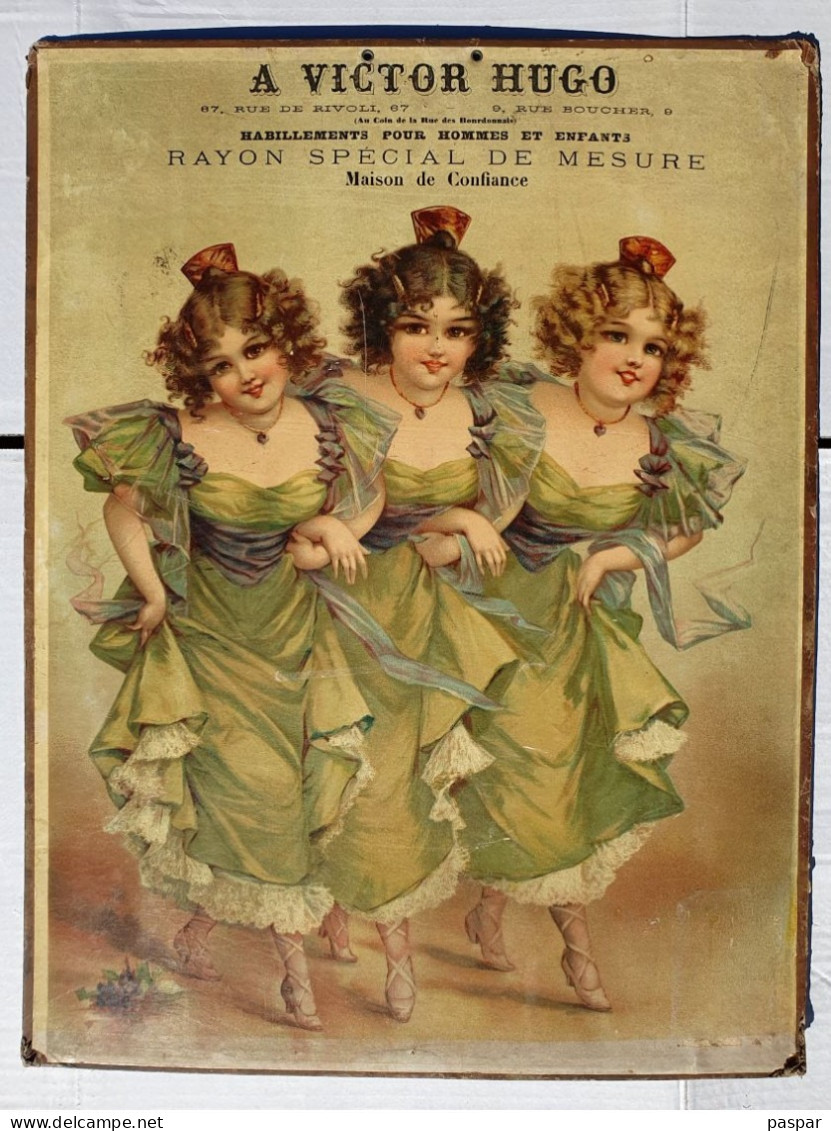 Affiche Publicitaire Originale Circa 1900 - 52x40cm - A Victor Hugo Rue De Rivoli Paris Habillement - Carton épais - Affiches