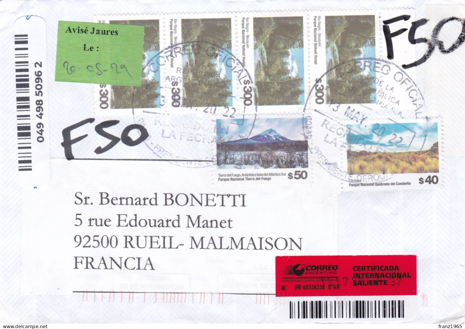 From Argentina To France - 2020 - Storia Postale