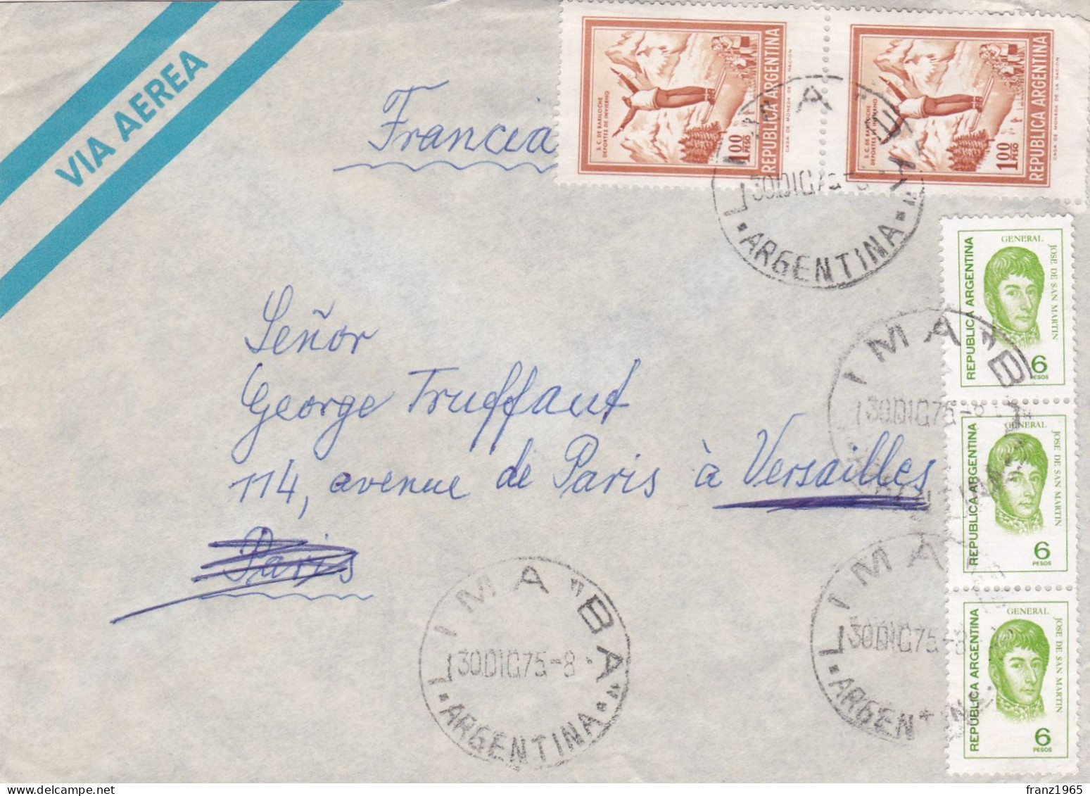 From Argentina To France - 1975 - Cartas & Documentos