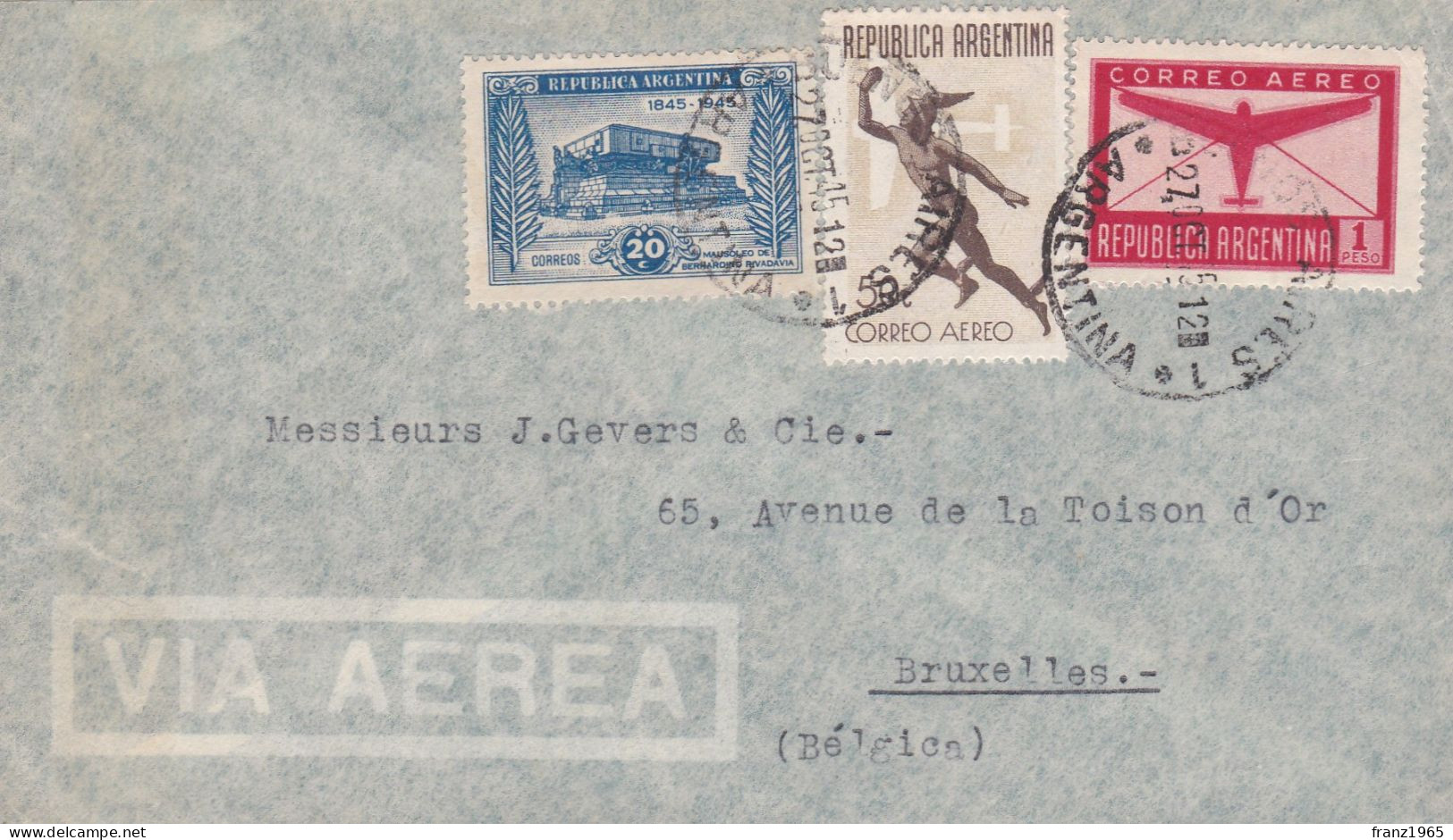 From Argentina To Belgium - 1945 - Lettres & Documents